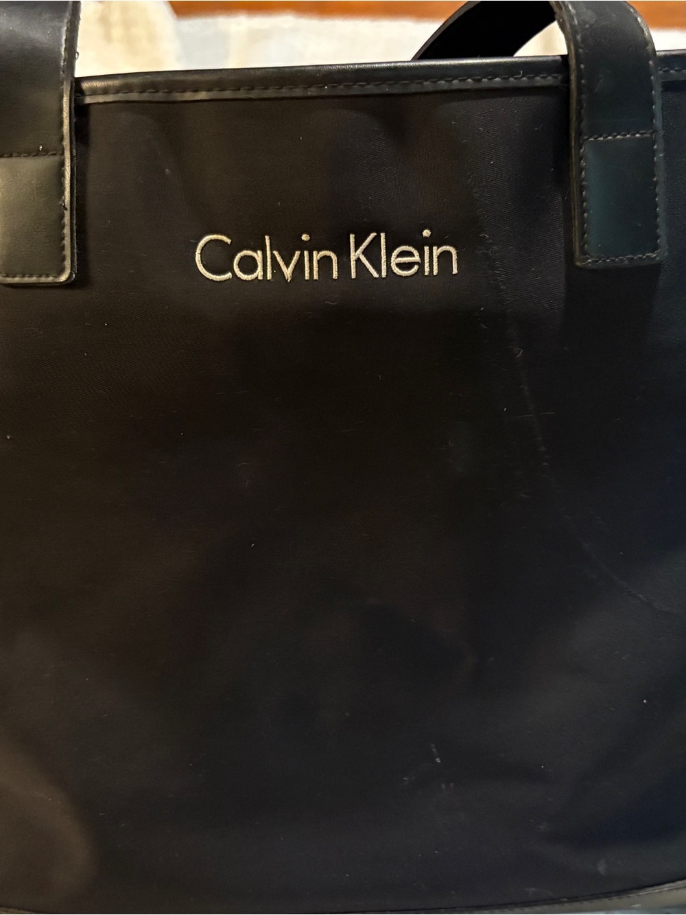 Calvin Klein Black Men's Laptop Tote with Contrasting Logo